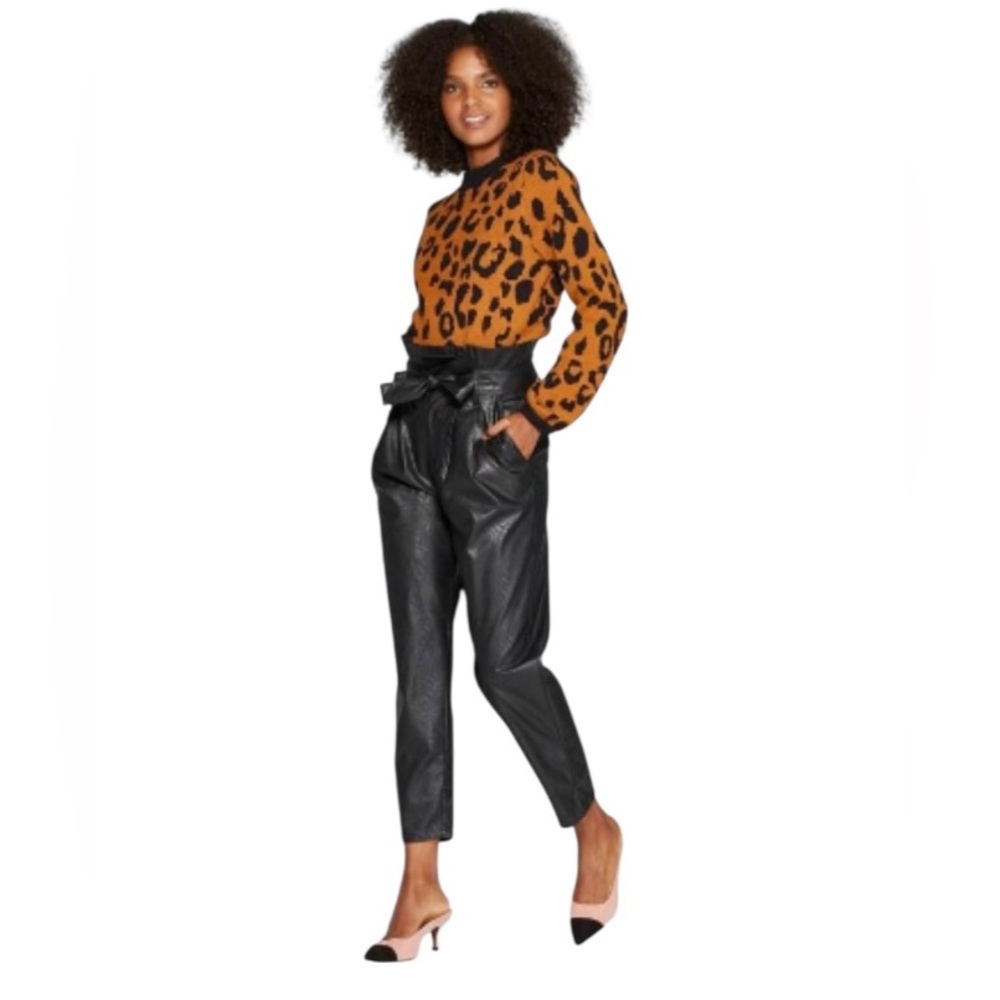 Who What Wear size XXL Black Brown Leopard animal Print Sweater Knit Top